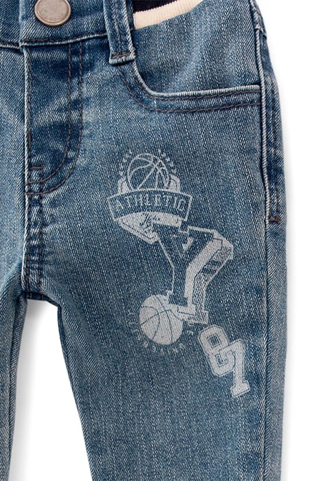 BABY BOYS’ BLUE JEANS WITH PRINT AND RIBBED WAISTBAND 6
