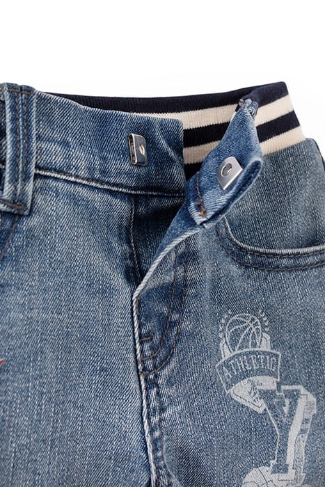 BABY BOYS’ BLUE JEANS WITH PRINT AND RIBBED WAISTBAND 4
