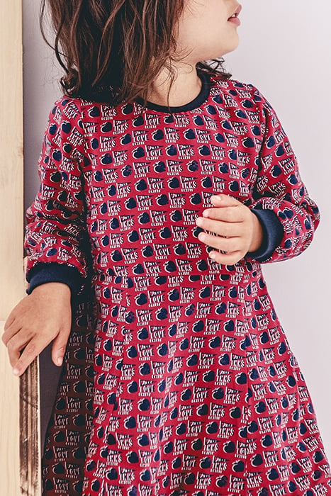 BABY GIRLS’ NAVY/HEART-APPLES REVERSIBLE DRESS 5