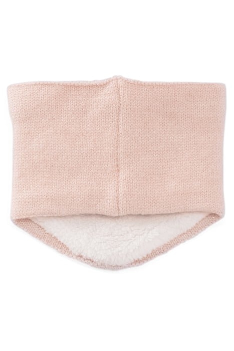 BABY GIRLS’ POWDER PINK LUREX FUR-LINED KNIT SNOOD 2