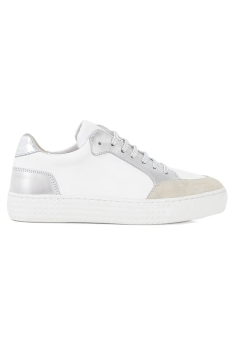 NICKEL, WHITE AND GREY LOW-TOP TRAINERS 1