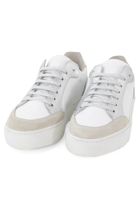 NICKEL, WHITE AND GREY LOW-TOP TRAINERS 2