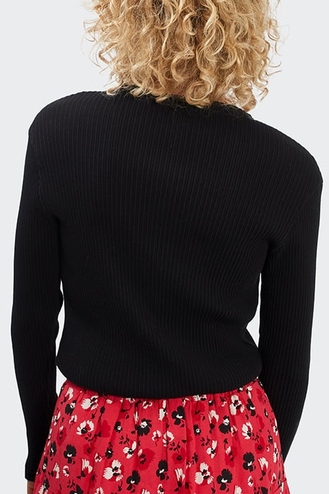 BLACK BUTTONED ROUND NECK T-SHIRT 2