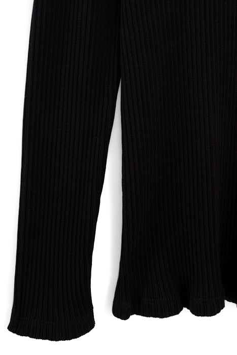 BLACK BUTTONED ROUND NECK T-SHIRT 7