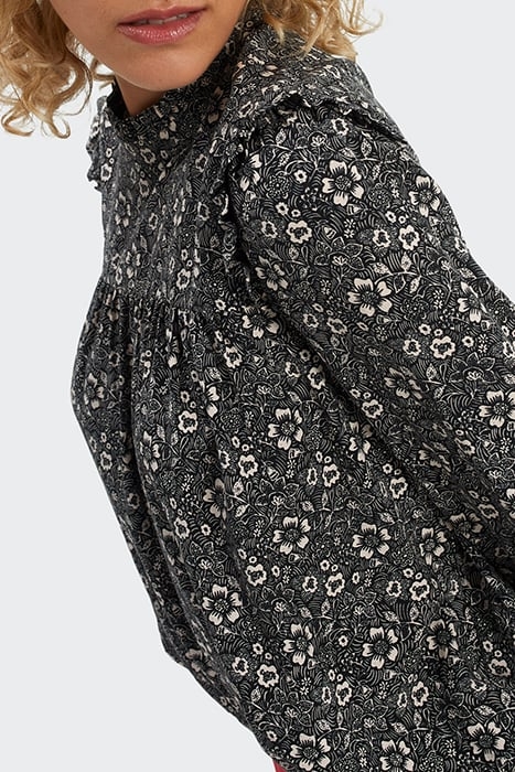 BLACK GRAPHIC FLOWER PRINT BLOUSE 4