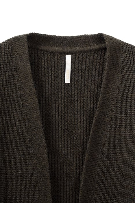 KHAKI KNIT MID-LENGTH CARDIGAN, DECORATIVE SLEEVES 8