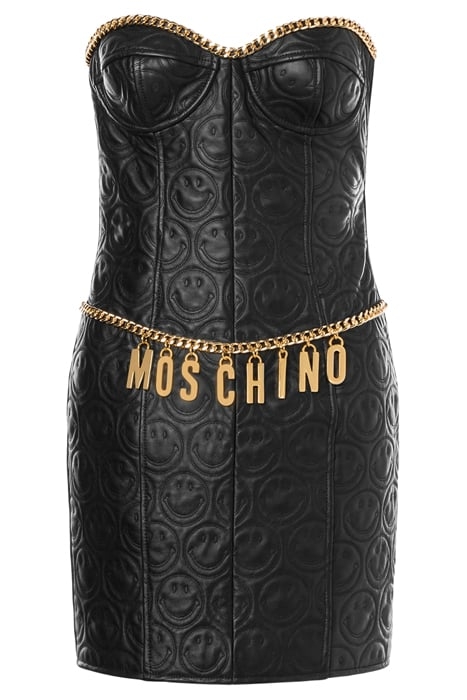 MOSCHINO X SMILEY© NAPPA LEATHER DRESS BLACK 3