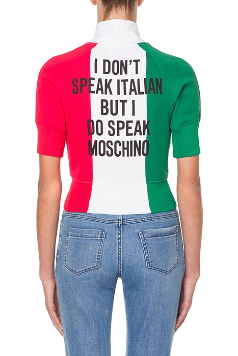 ITALIAN SLOGAN COTTON SWEATSHIRT MULTICOLOR 2