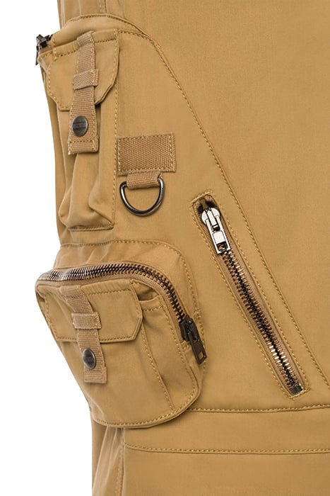TWO-TONE CARGO TROUSERS IN MATT SATIN BEIGE 4