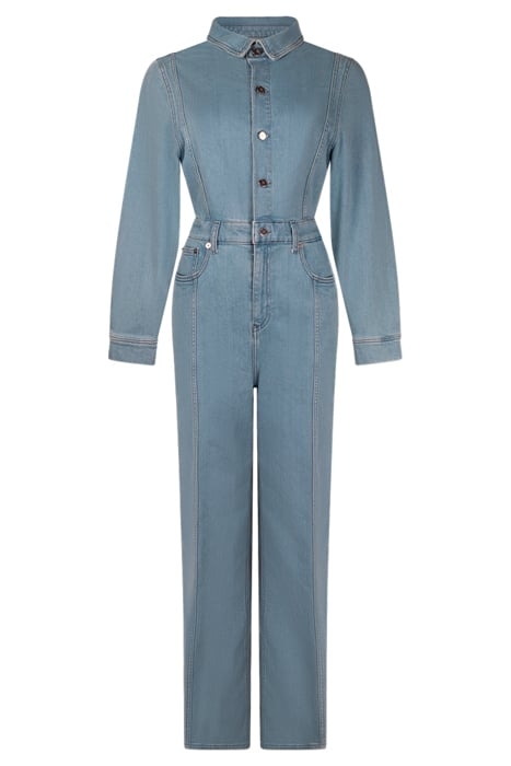 LAUREN DENIM JUMPSUIT S/S - STONE WASHED 1