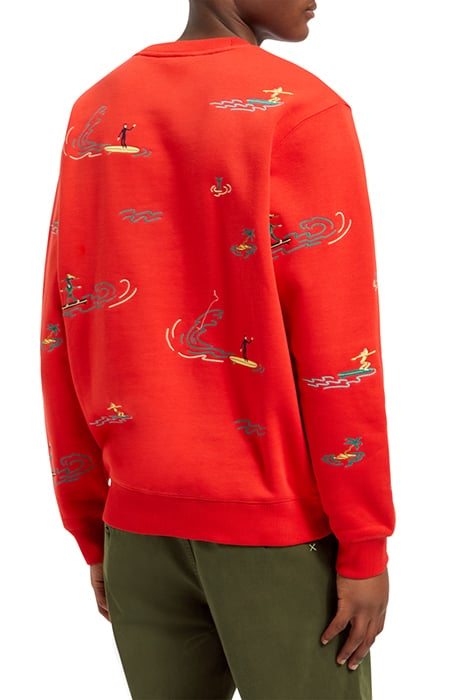 ALL-OVER EMBROIDERY SWEATSHIRT BOAT RED 3