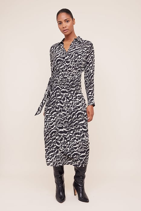 SHIRT DRESS WITH WRAP GREY / BLACK 1