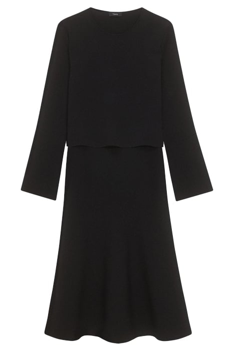 LAYERED TRUMPET DRESS IN CREPE KNIT BLACK 2