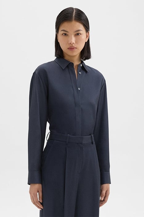 CLASSIC MENSWEAR SHIRT IN VISCOSE TWILL NOCTURNE NAVY 1