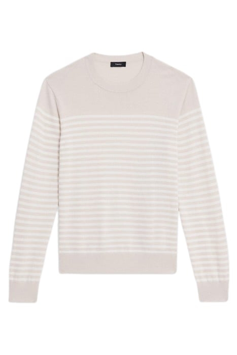 STRIPED CREWNECK SWEATER IN MERINO WOOL SAND MULTI 1