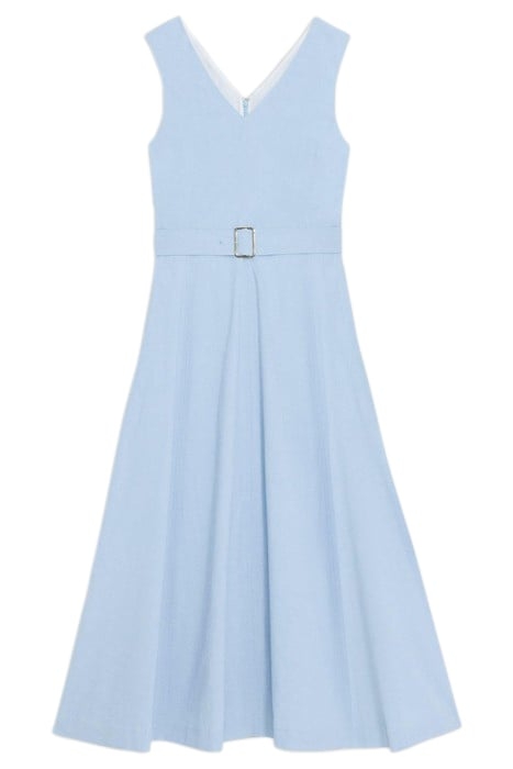 V-NECK VOLUME DRESS IN GOOD LINEN SKYLIGHT 2