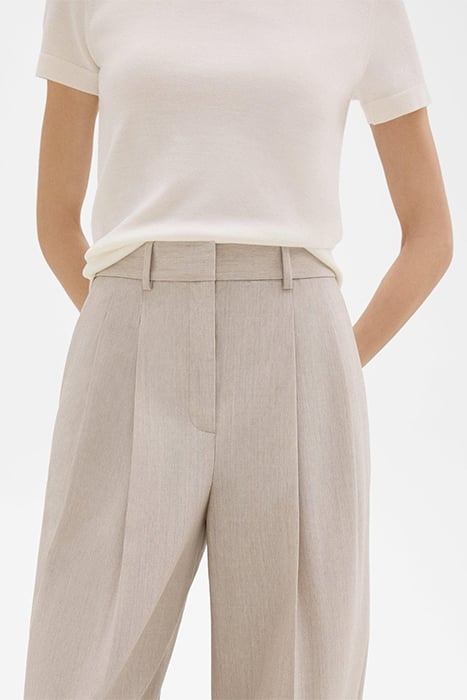 DOUBLE PLEAT PANT IN GOOD WOOL SAND MELANGE 3