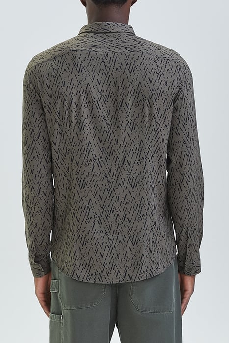 KHAKI LENZING™ ECOVERO™ CHEVRON SLIM SHIRT KHAKI 2