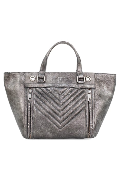 1440 MEDIUM METALLISE QUILTED CHEVRON TOTE BAG GREY 3