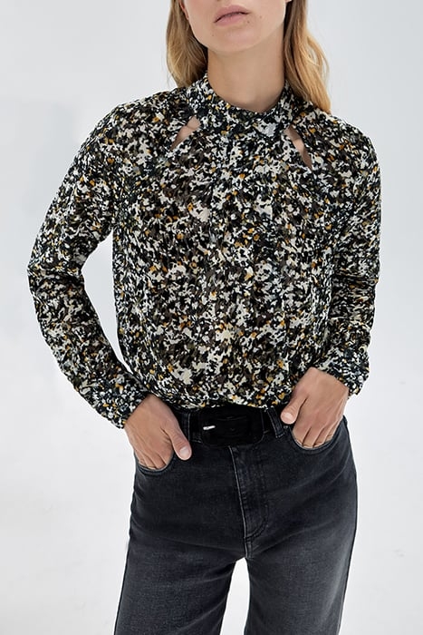 PURE EDITION- BLACK TACHIST ROCK DÉVORÉ BLOUSE BLACK 1