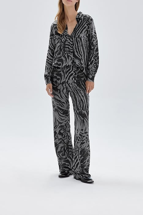 PURE EDITION- GREY WIDE-LEG ZEBRA PRINT TROUSERS GREY 1