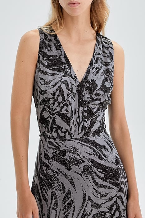PURE EDITION- GREY LONG ZEBRA PRINT DRESS GREY 4
