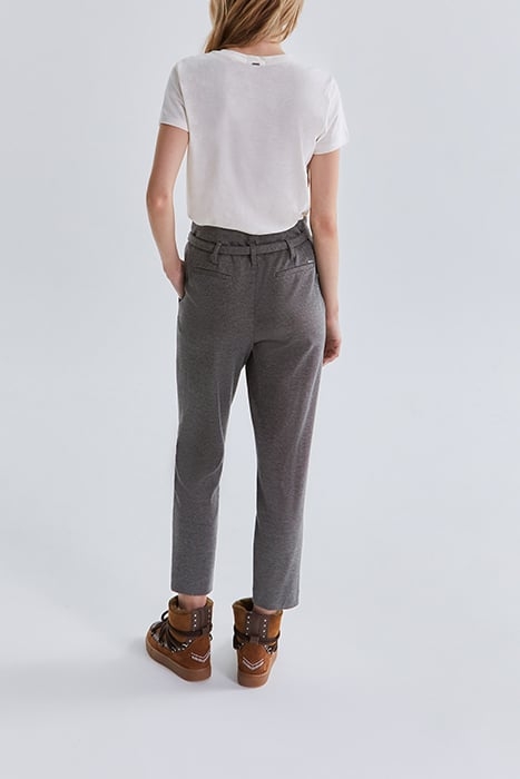 GREY SEMI-PLAIN 7/8 HIGH-WAIST SLIM SUIT TROUSERS GREY 3