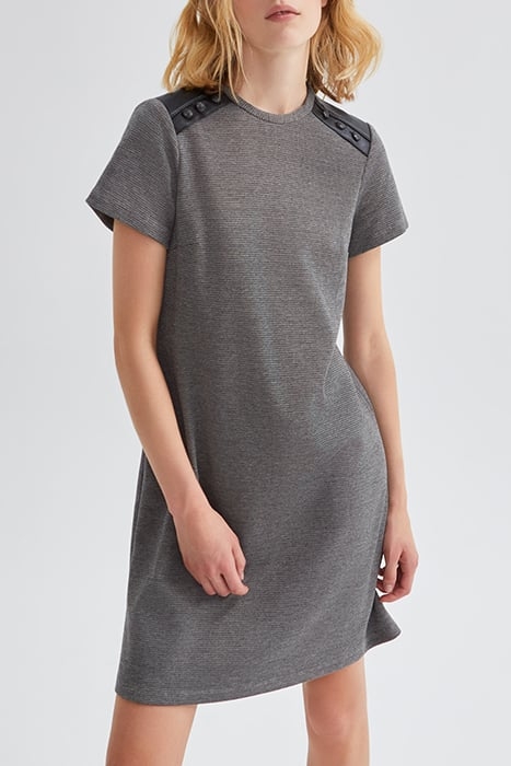 GREY SEMI-PLAIN DRESS WITH ROCK DETAILS BLACK 1
