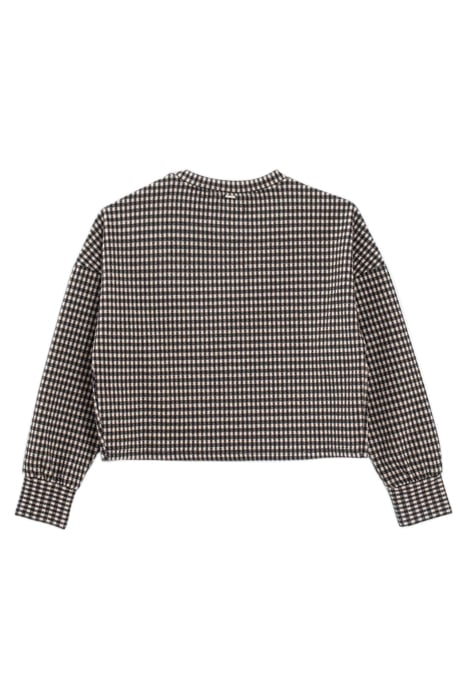 GIRLS' BLACK AND BEIGE HOUNDSTOOTH MOTIF SWEATSHIRT BLACK 2