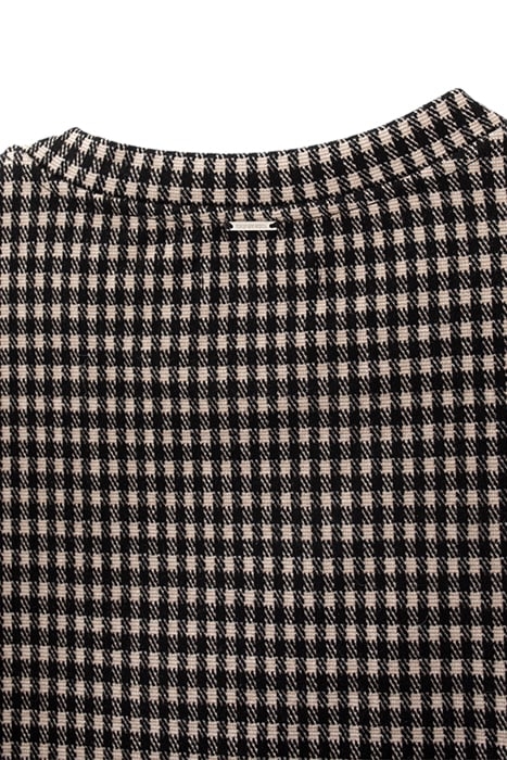 GIRLS' BLACK AND BEIGE HOUNDSTOOTH MOTIF SWEATSHIRT BLACK 4