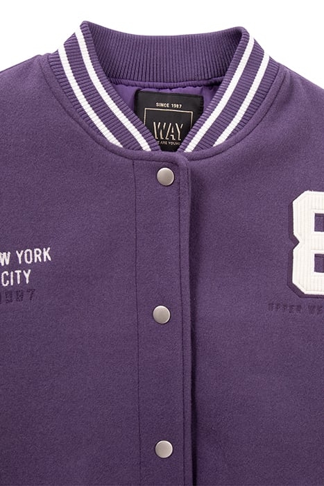 GIRLS’ PURPLE AND WHITE COLLEGE-STYLE VARSITY JACKET PURPLE 3