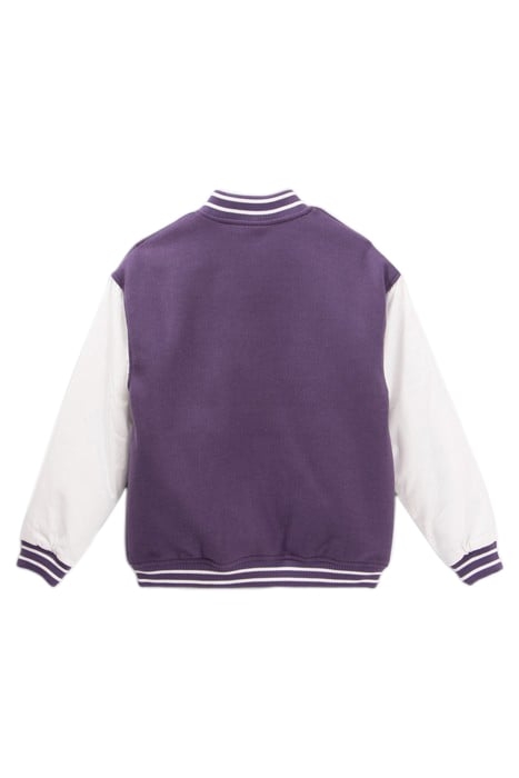 GIRLS’ PURPLE AND WHITE COLLEGE-STYLE VARSITY JACKET PURPLE 2