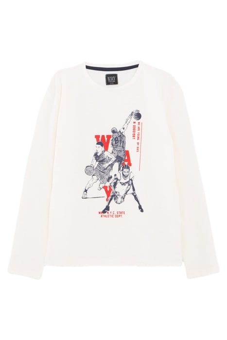 BOYS’ WHITE BASKETBALL PLAYER IMAGE T-SHIRT OFF-WHITE 1
