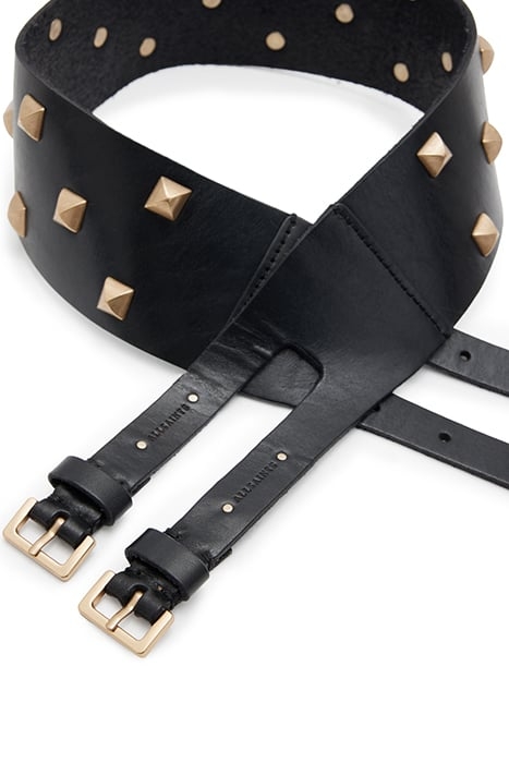 SONIA STUD DBLE BELT BLACK/WARM BRASS 4
