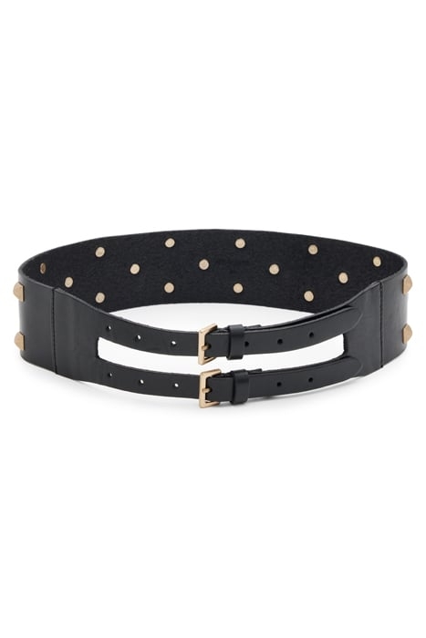 SONIA STUD DBLE BELT BLACK/WARM BRASS 2