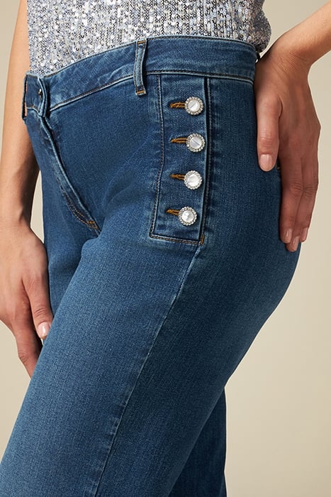 ECO FRIENDLY FLARED JEANS WITH JEWEL BUTTONS BLUE 4