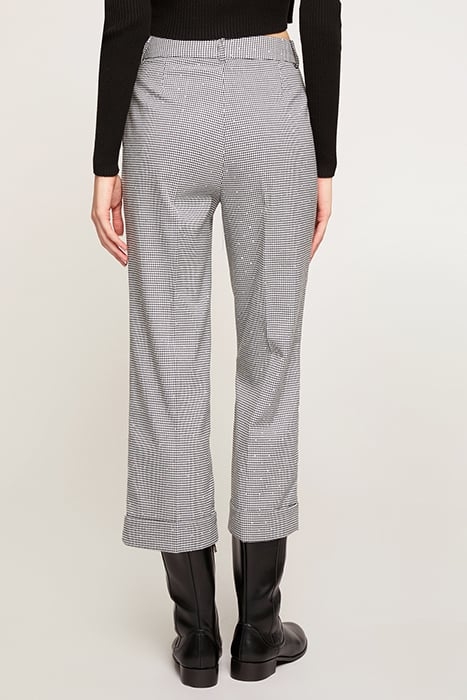 HOUNDSTOOTH PATTERN CROPPED TROUSERS BLACK 2
