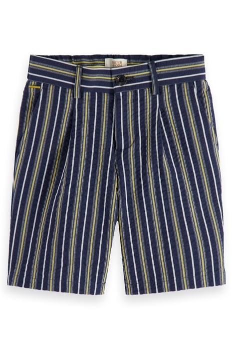 LONGER LENGTH - YARN-DYED STRIPE SEERSUCKER SHORTS NAVY/ WHI 1