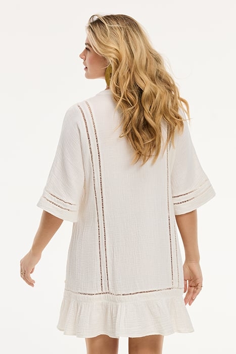 CORFU DRESS MOUSSELINE WAFFLE JET STREAM WHITE 2