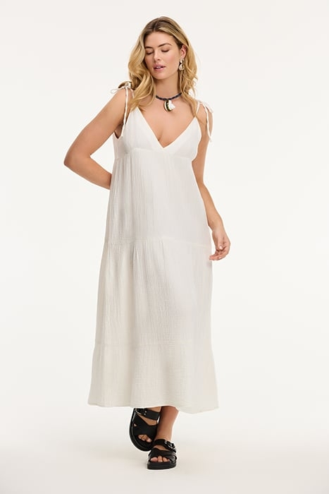 BOGOTA DRESS MOUSSELINE WAFFLE JET STREAM WHITE 4