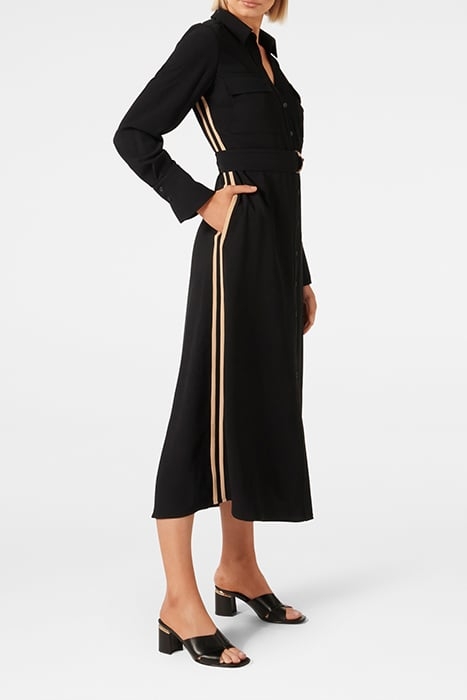 ELANI SIDE STRIPE SHIRT DRESS BLACK 4