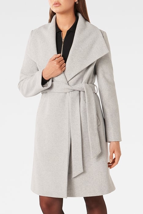 ANNIKA SHAWL COLLAR WRAP COAT LIGHT GREY MARLE 1