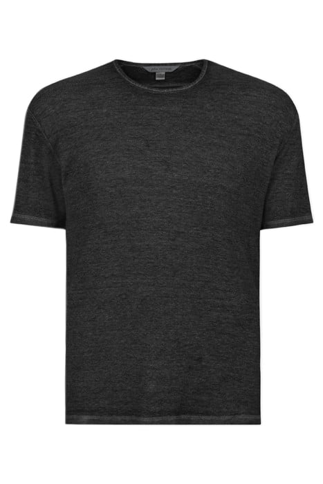 SUTTON SLIM FIT SS RIB CREW WITH BURN OU METAL GREY 1