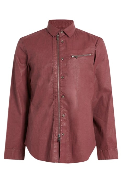 GARMENT WASHED SLIM FIT SHIRT WITH BUTTO RED RUM 1