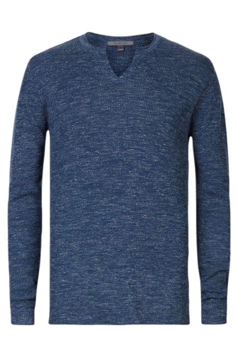 TRAVIS LS RIB HENLEY WITH OPEN PLACKET NAVY 1