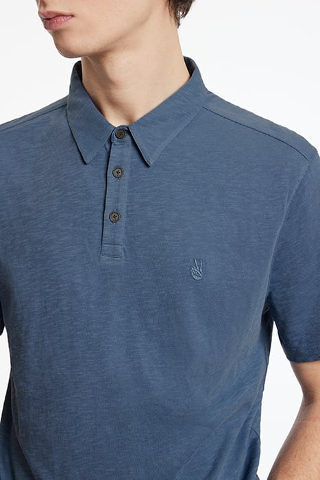 VICTOR SS SLUB CTN POLO WPEACE SIGN EMB DUTCH BLUE 3
