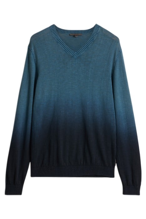 KANE LS SLUB COTTON VEE WITH DIP DYE MARINE 2