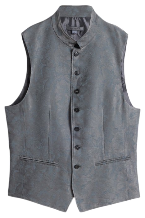 BUTTON FRONT CLOSURE VEST WITH STAND UP IRON GREY 2