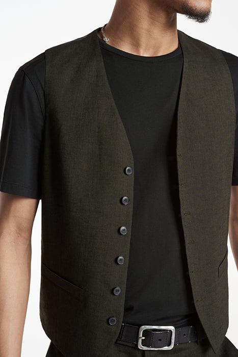 BUTTON FRONT VEST WITH FRONT BODY DARTS KELP 3