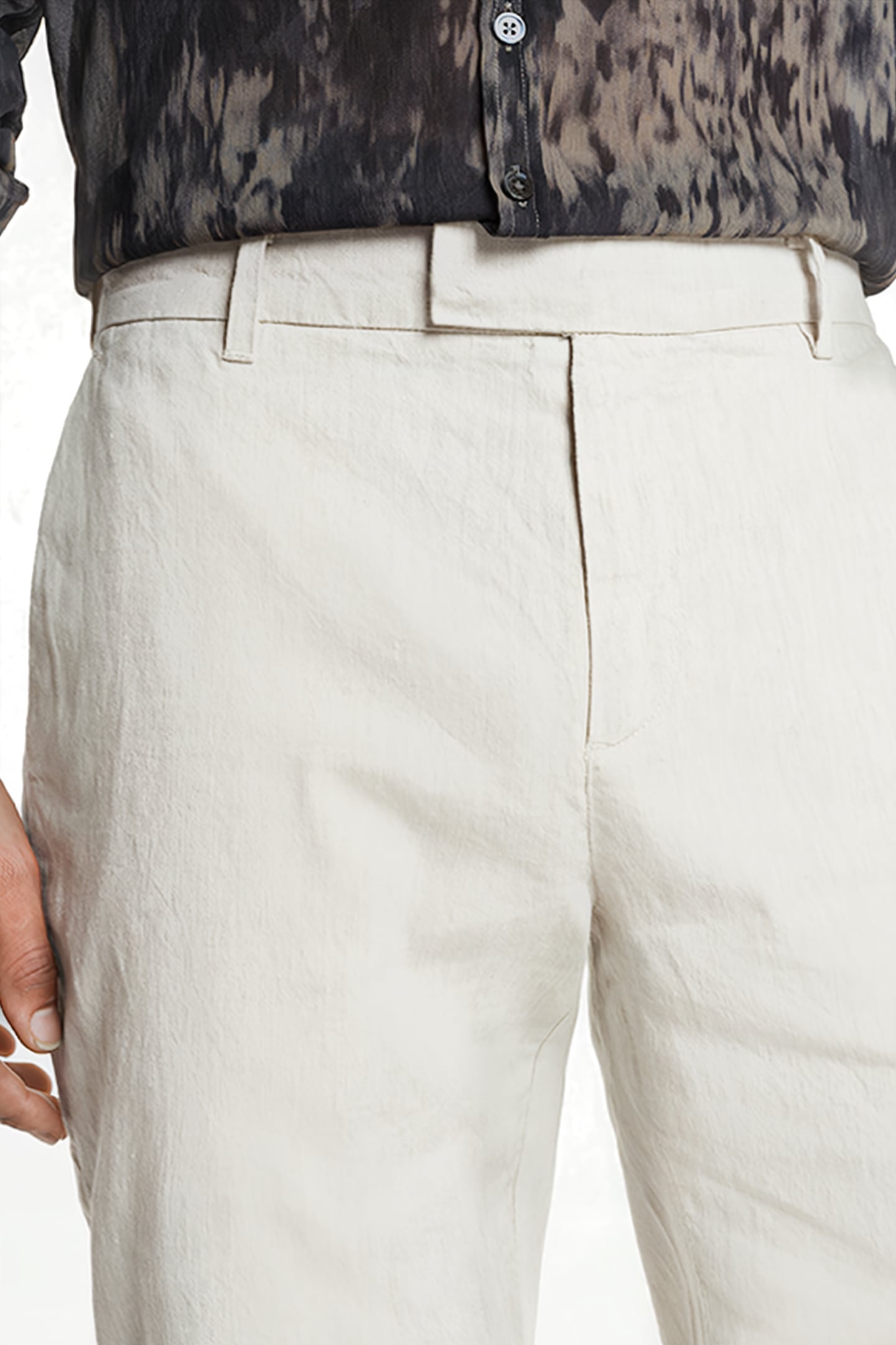 SLIM FIT PANTS WITH WELT HIP POCKET AND MACADAMIA 3